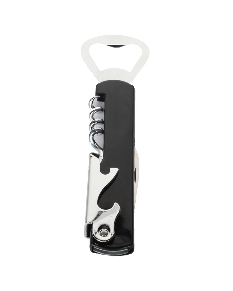 Kellnermesser - Schwarz / Edelstahl - Mit Flaschenöffner - 14 cm - G-Line