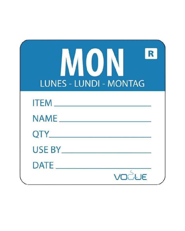 Lebensmitteletiketten - 500 Stück - Farbcodiert - Abziehbar - Montag - Vogue - L066