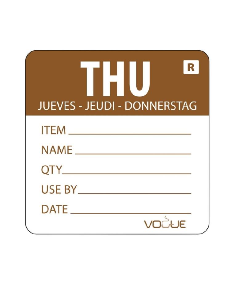 Lebensmitteletiketten - 500 Stück - Farbcodiert - Abziehbar - Donnerstag - Vogue - L069