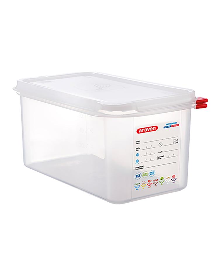 Lebensmittelbox - 1/3 GN - 6 Liter - H 15 x 32,5 x 17,6 CM - Polypropylen - Transparent - -40°C / +95°C - Luftdicht verschließbar - Araven - 962332