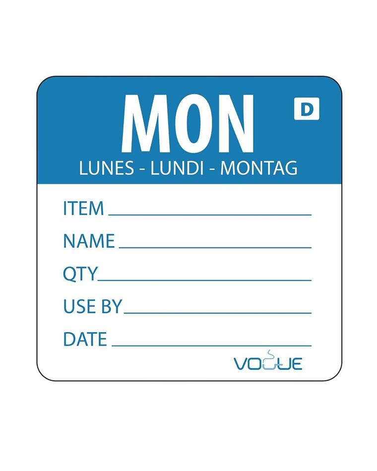 Lebensmitteletiketten - 250 Stück - Farbcode - Löslich - Montag - Vogue - GH351