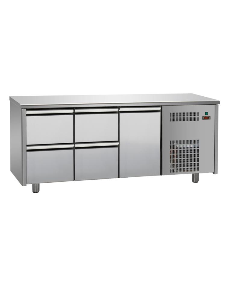 Kühltisch - 1 Tür - 4 Schubladen - Tecnodom - TF03MIDGN-022