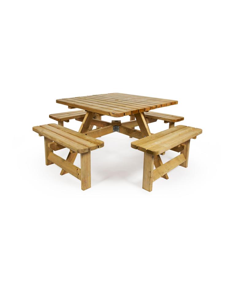 Picknicktisch - Schwere Qualität - Quadratisch - 220 x 220 cm - Holz - Promoline
