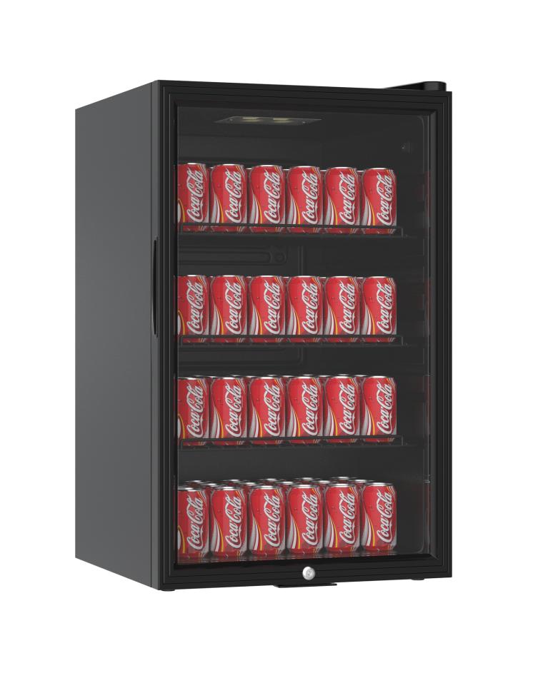 Getränkekühlschrank klein - 115 Liter - 1 Tür - H 84 x 54 x 53 cm - Schwarz - Promoline