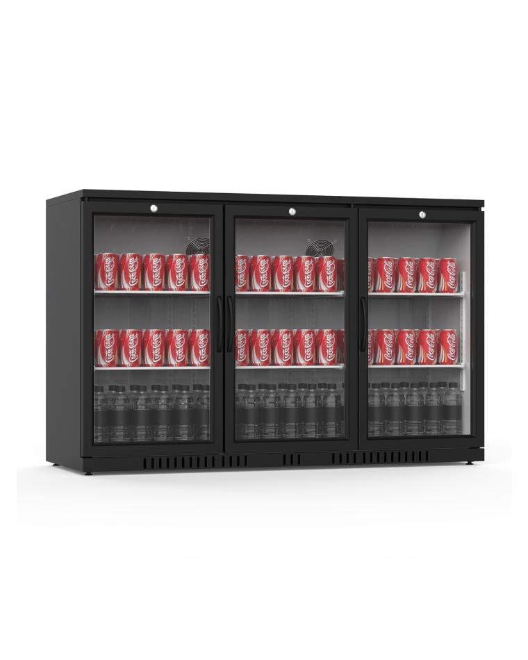 Getränkekühlschrank - 320 Liter - 3 Türen - Schwarz - Promoline