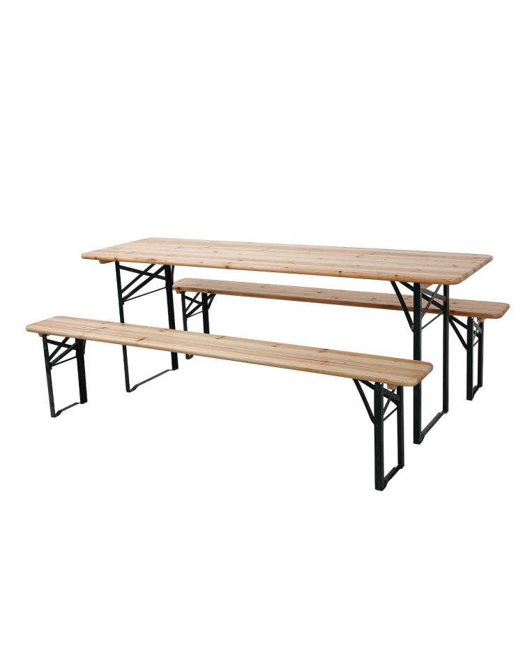 Bierbankgarnitur - 220 x 70 CM - Natur / Schwarz - G-Line