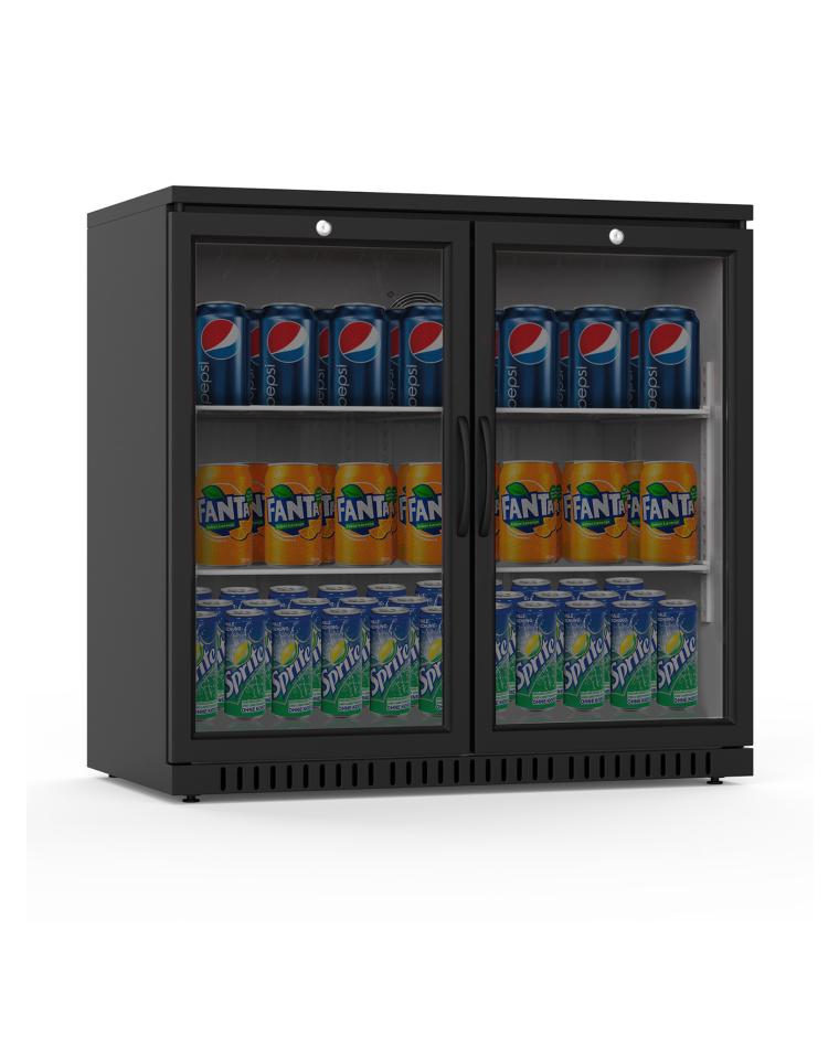 Getränkekühlschrank - 210 Liter - 2 Türen - Schwarz - Promoline