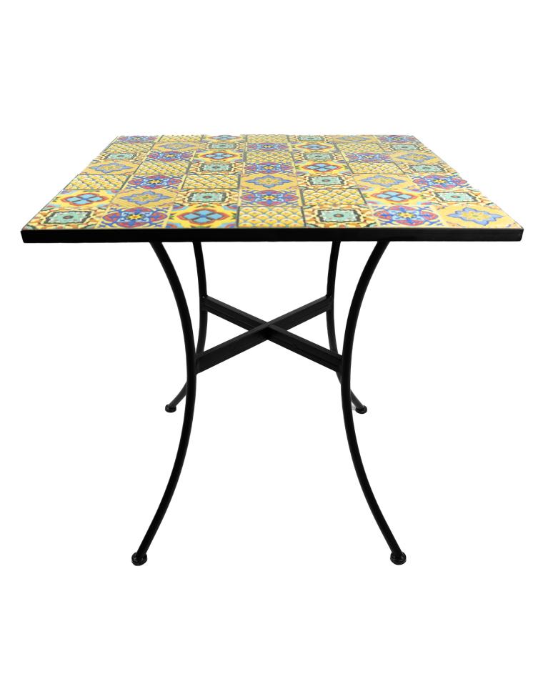 Terrassentisch - Keramik - Schwarzer Stahl - 70 x 70 CM - G-Line