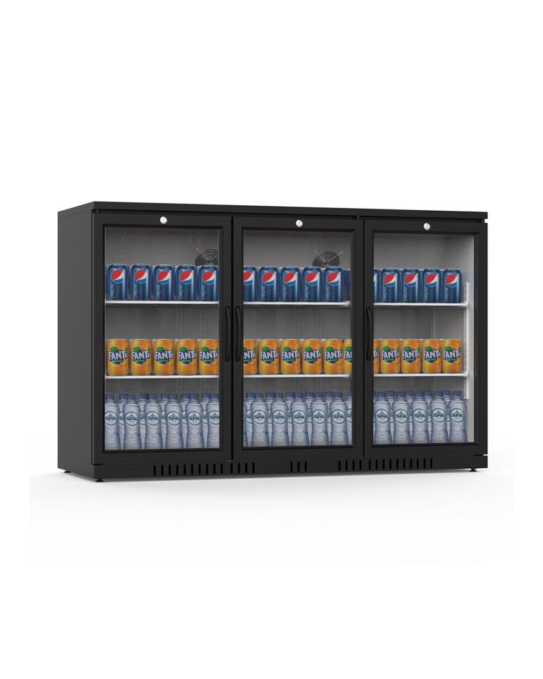 Getränkekühlschrank - 320 Liter - 3 Türen - Schwarz - Promoline