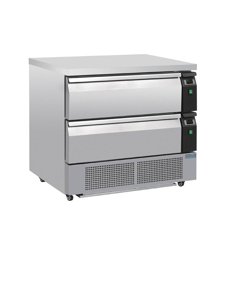 Tiefkühltisch - 4 x 1/1 GN - 179 Liter - 2 Schubladen - H 87 x 90,5 x 70 cm - 230 V - Polar - DA996