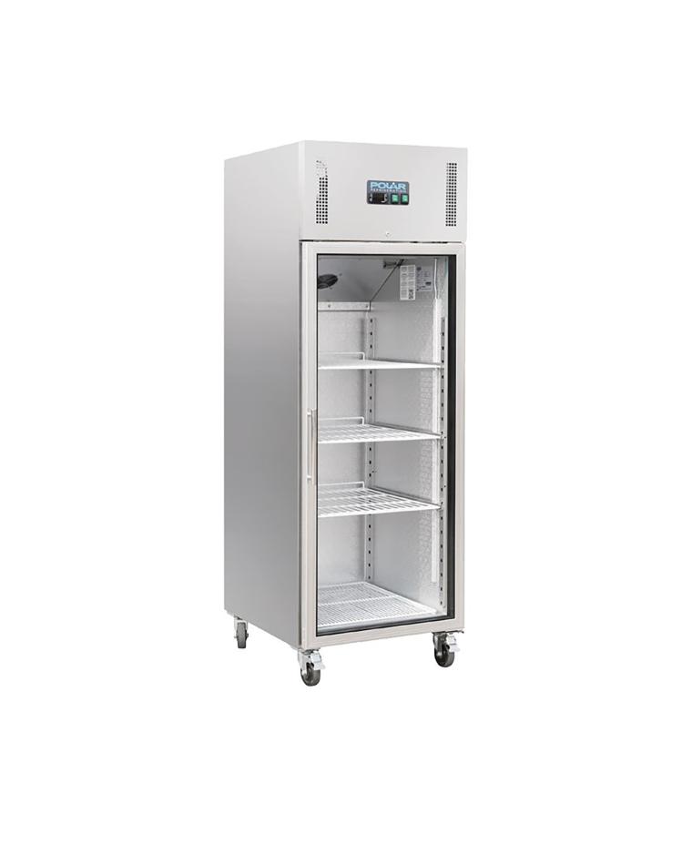 Kühlschrank Glastür - 10 x 2/1 GN - 1 Tür - H 201 x 68 x 80 cm - 230 V - Edelstahl - Polar - CW197