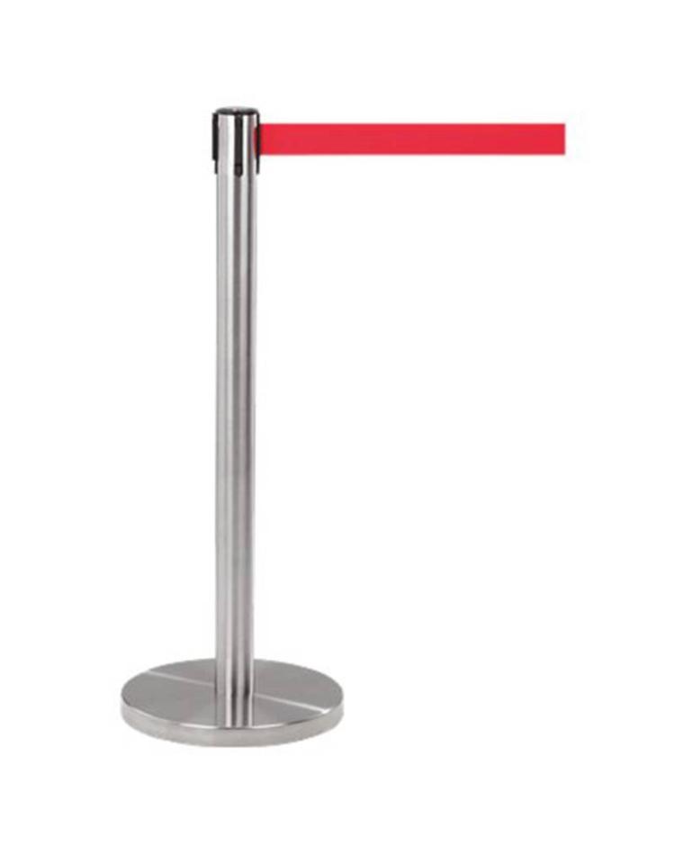 Absperrpfosten Edelstahl mit Zugband - Rot - G-Line - 17131