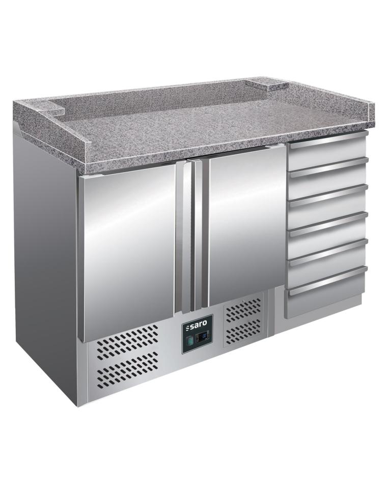 Pizza-Kühltisch - 2 Türen - H 102 x B 142 cm - 257 Liter - Edelstahl - Saro - 323-1515