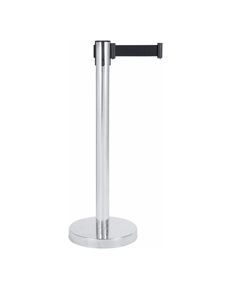 Absperrpfosten Edelstahl mit Zugband - Schwarz - G-Line - 17129