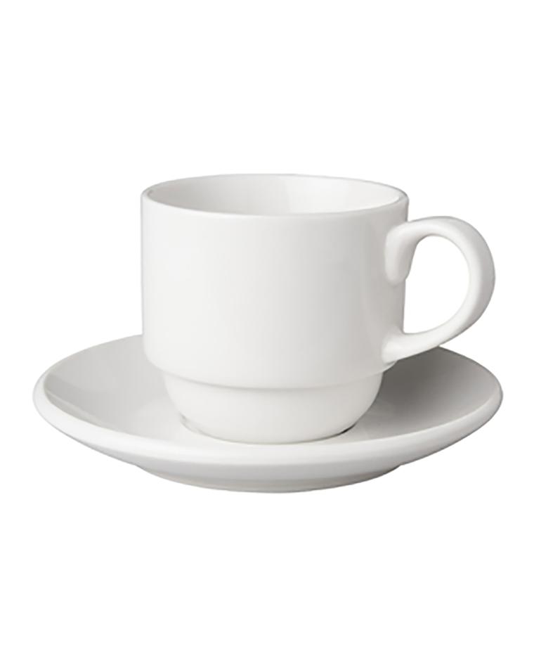 Tasse und Untertasse - 20 CL - Breit - Weiß - 6 Stück - Mammoet - Budgetline - 506955