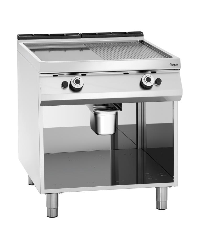Grillplatte - Gas - 2 Zonen - glatt / gerippt - Bartscher - 2955061