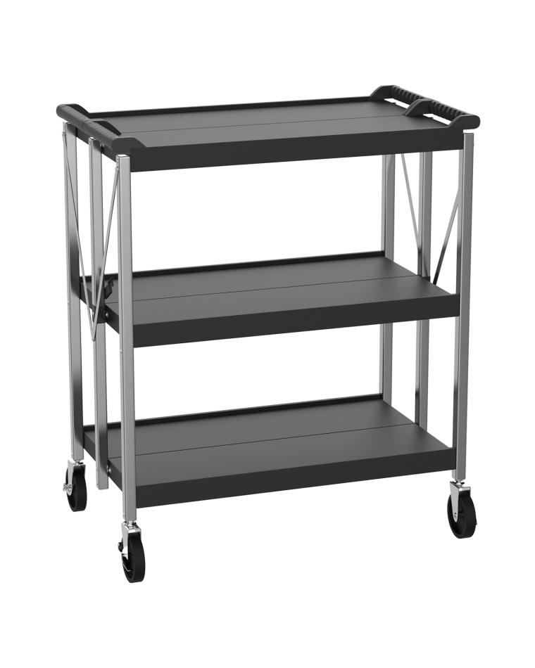 Servierwagen 3 Etagen - Klappbar - Edelstahl / Kunststoff Schwarz - G-Line