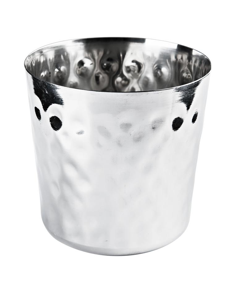 Becher für Pommes - Ø8,8 x H 8,5 cm - Edelstahl - gehämmert - G-Line