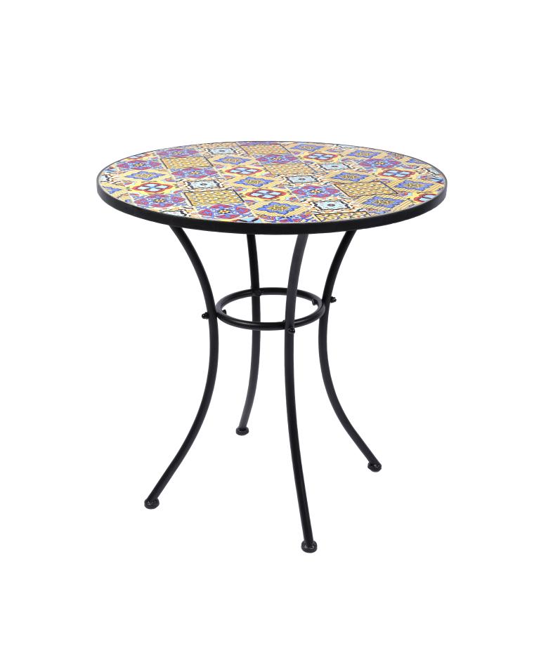 Terrassentisch - Keramik - Schwarzer Stahl - Rund - Ø 70 CM - G-Line
