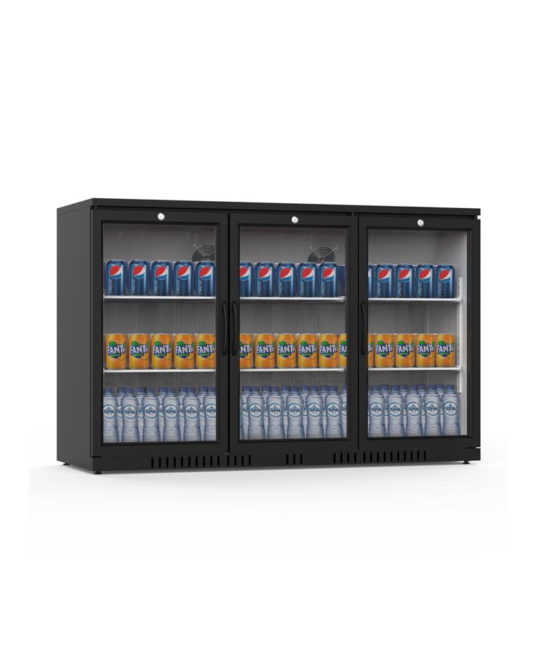 Kühlschrank mit Glastür – 320 Liter – 3 Türen – Schwarz – G-Line – Barkühlung