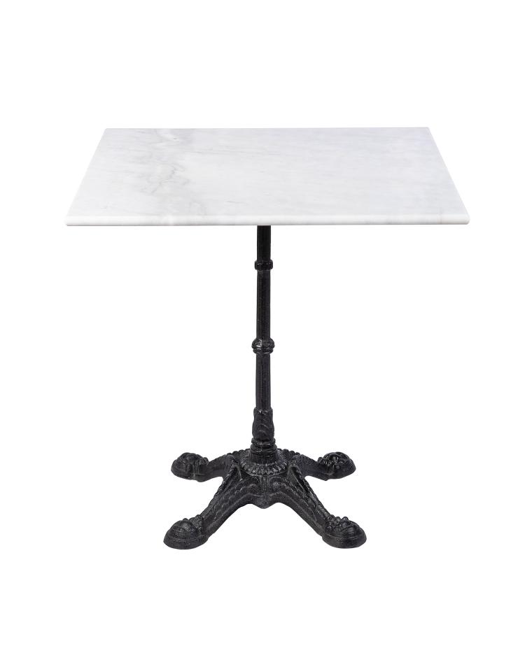 Terrassentisch - Marmor - 4 Standfüße - Quadratisch - H 72 x 80 x 80 cm - Schwarz / Weiß - G-Line