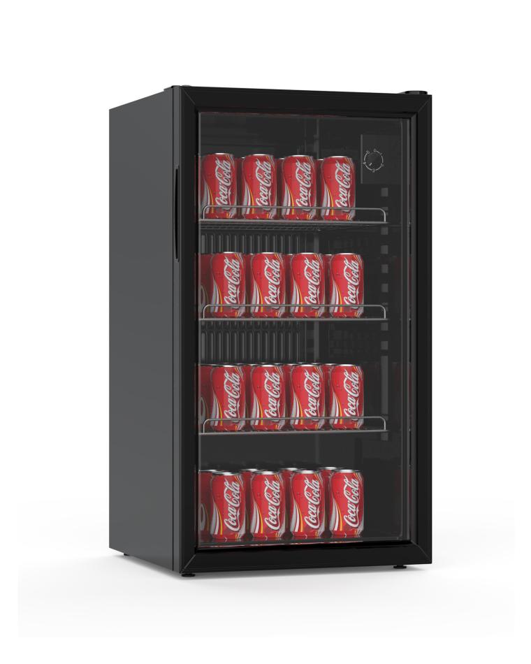 Getränkekühlschrank klein - 80 Liter - Glastür - Schwarz - Promoline