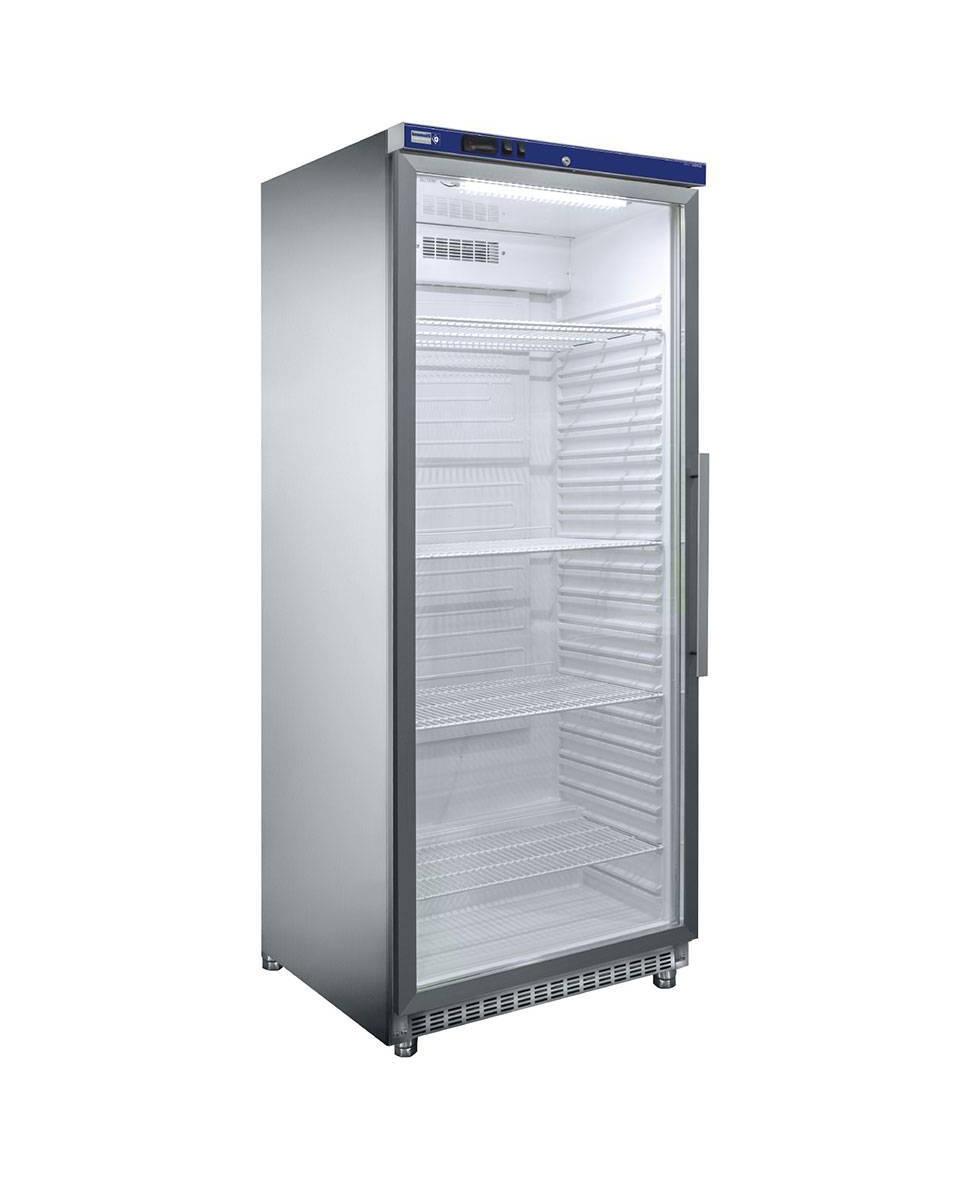 Kühlschrank Glastür – 600 Liter – 1 Tür – 2/1 GN – H 192,5 x 78 x 74 cm – Edelstahl – Diamant – PV600X/G-R6