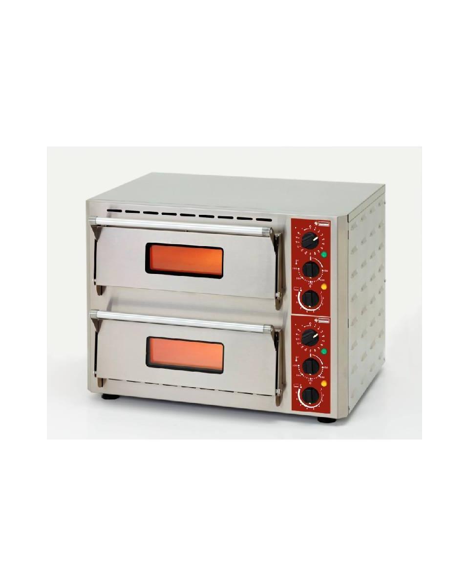 Elektrischer Pizzaofen - 2 Kammern (3 + 3 kW) - 430x430xh100mm - PIZZA-QUICK / 43-2C - Diamond