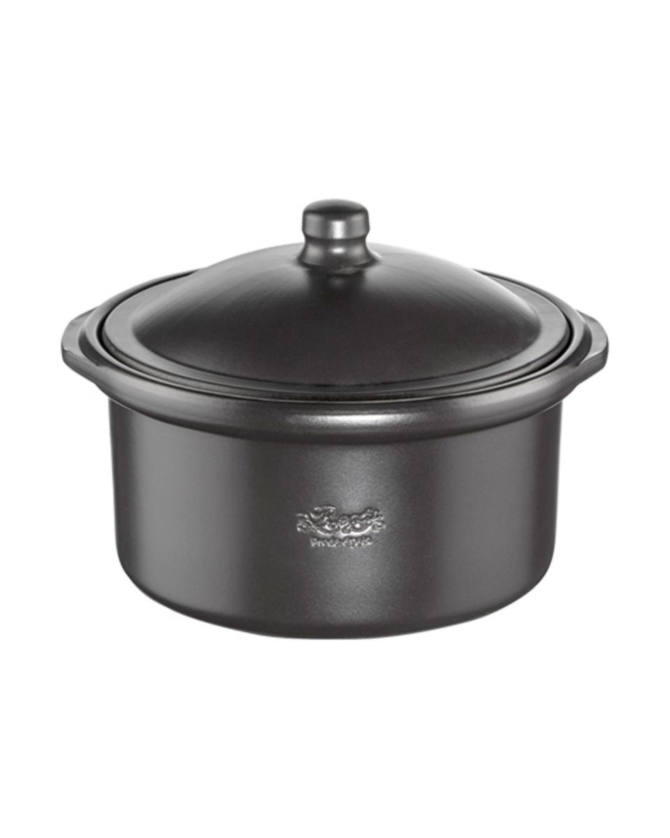 Cocotte - H 7 cm - 0.55 kg - Ø14.4 cm - Steingut - Schwarz - 0.64 Liter - Regas - 540020