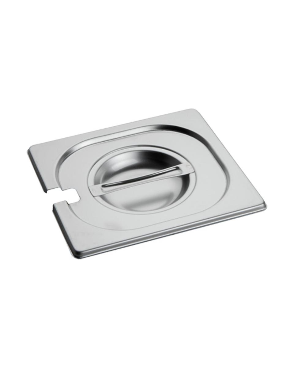 Deckel Gastronorm – 1/6 GN – 17,6 x 16,2 cm – Edelstahl – mit Löffelausschnitt – Caterchef – 953165