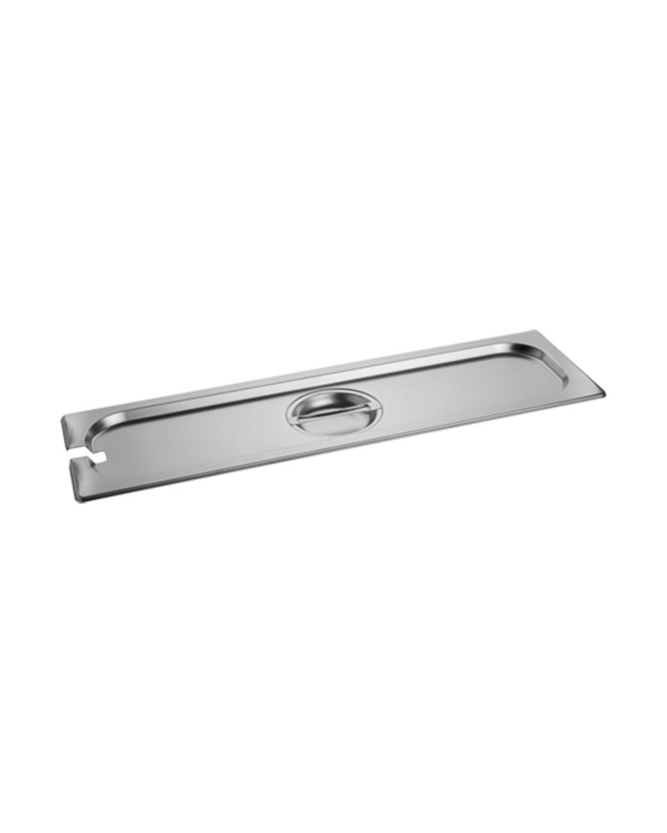 Deckel Gastronorm – 2/4 GN – 53 x 16,2 cm – Edelstahl – mit Löffelausschnitt – Caterchef – 953245