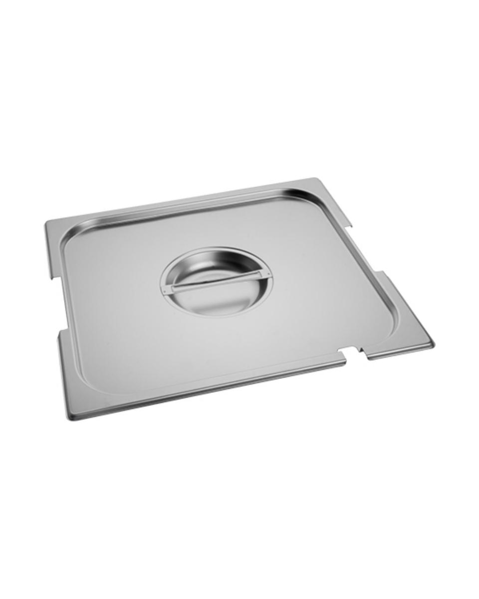 Gastronorm-Deckel – 2/3 GN – 35,4 x 32,5 cm – Edelstahl – mit Löffel- und Griffausschnitt – Caterchef – 953435