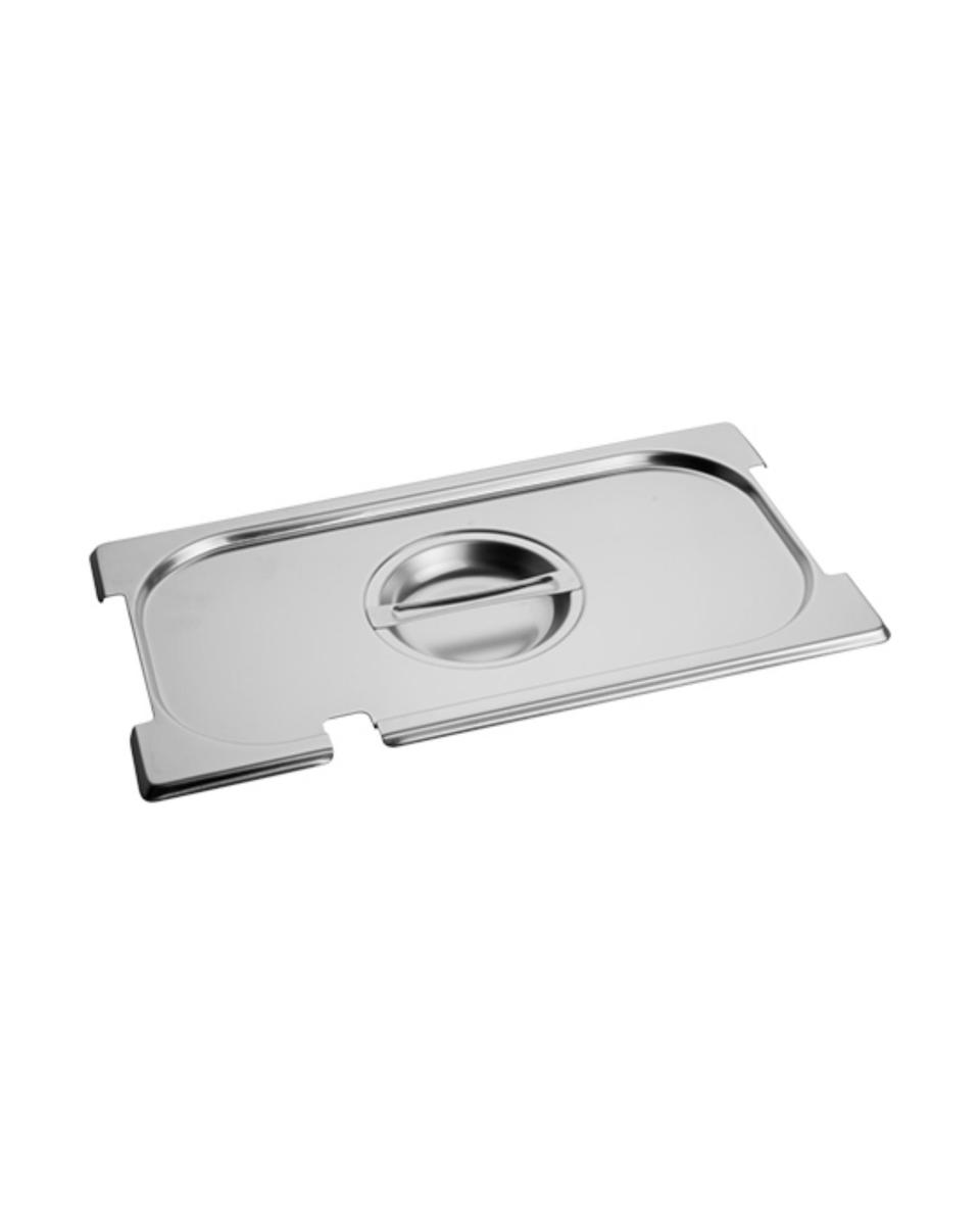 Gastronorm-Deckel – 1/3 GN – 32,5 x 17,6 cm – Edelstahl – mit Löffel- und Griffausschnitt – Caterchef – 953455