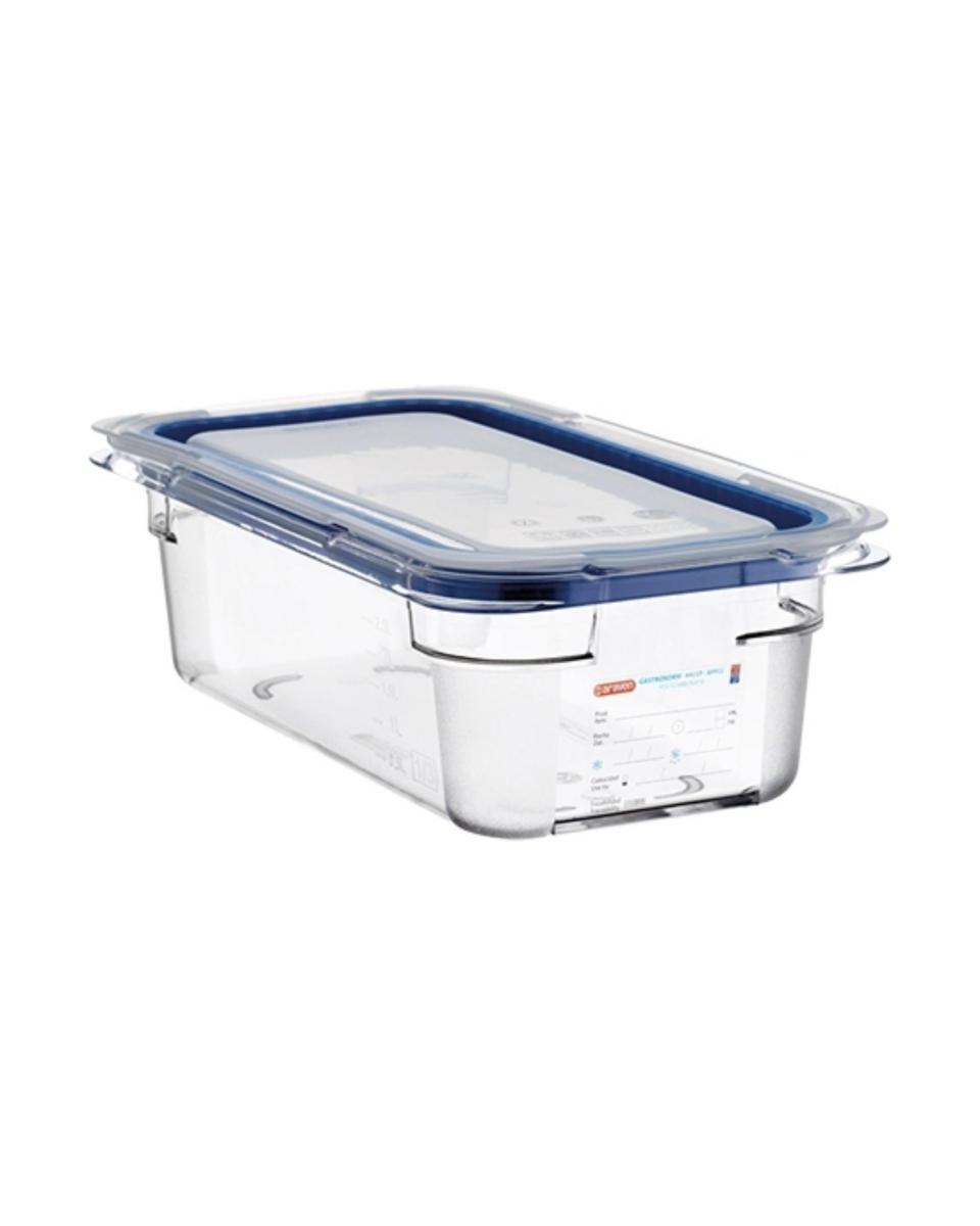Lebensmittelbox - 1/3 GN - 3 Liter - H 10 x 32,5 x 17,6 CM - Polycarbonat - Transparent - -40°C / +99°C - Mit Silikondichtkante - Araven - 962433