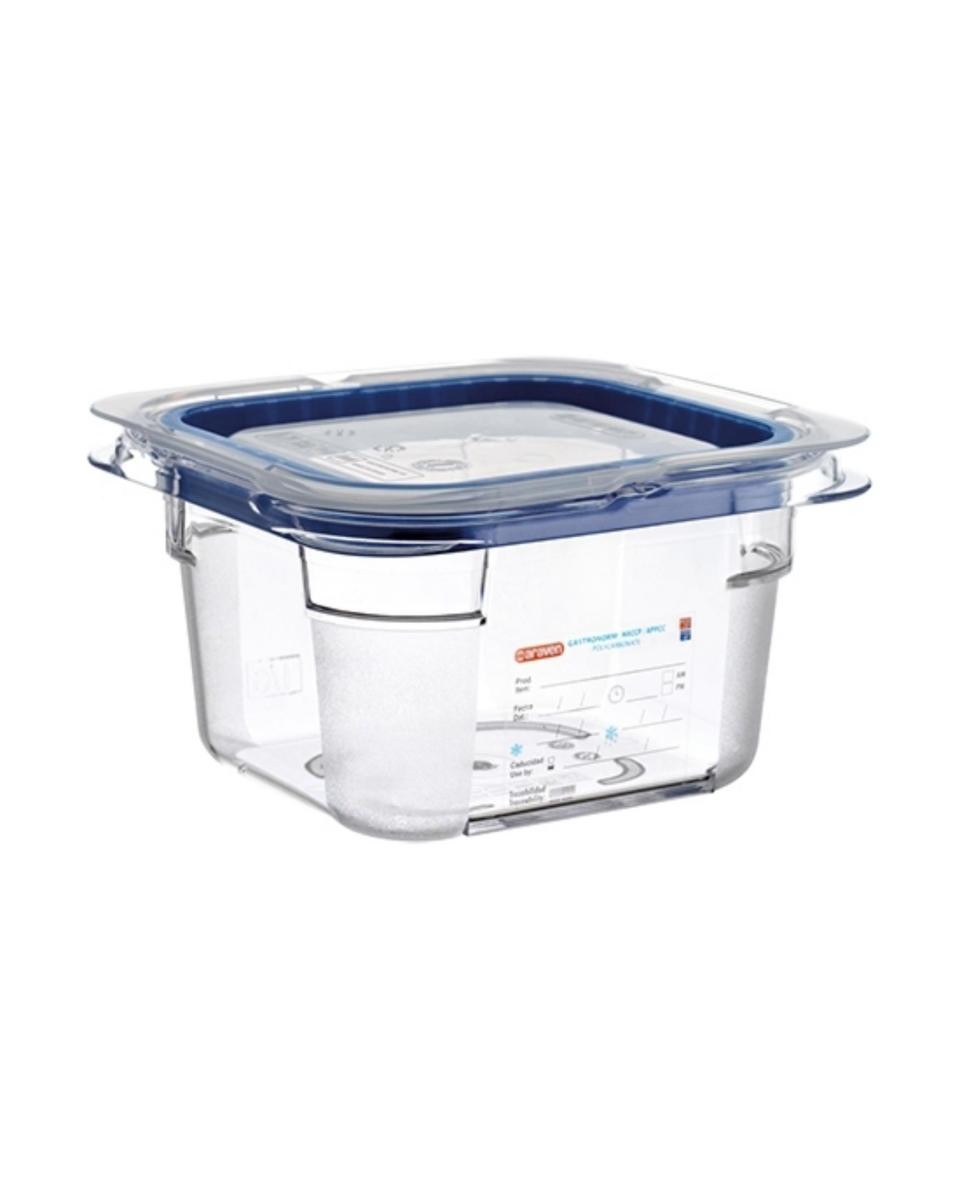 Lebensmittelbox - 1/6 GN - 1,25 Liter - H 10 x 17,6 x 16,2 CM - Polycarbonat - Transparent - -40°C / +99°C - Mit Silikondichtkante - Araven - 962463