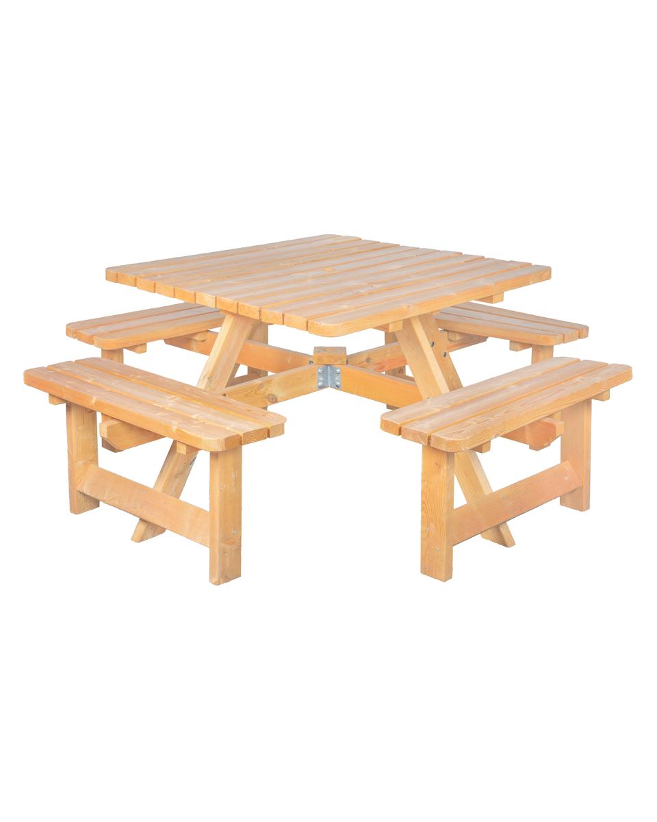 Picknicktisch - Schwere Qualität - Quadratisch - 220 x 220 cm - Holz - G-Line