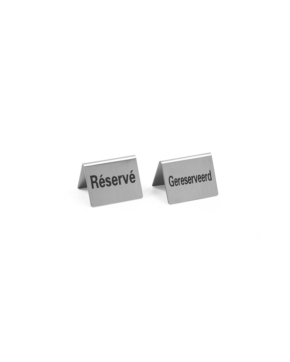 Tischaufsteller - Reserviert - Niederländisch & Französisch - 5,2 cm - 4er-Set - Hendi - 663691