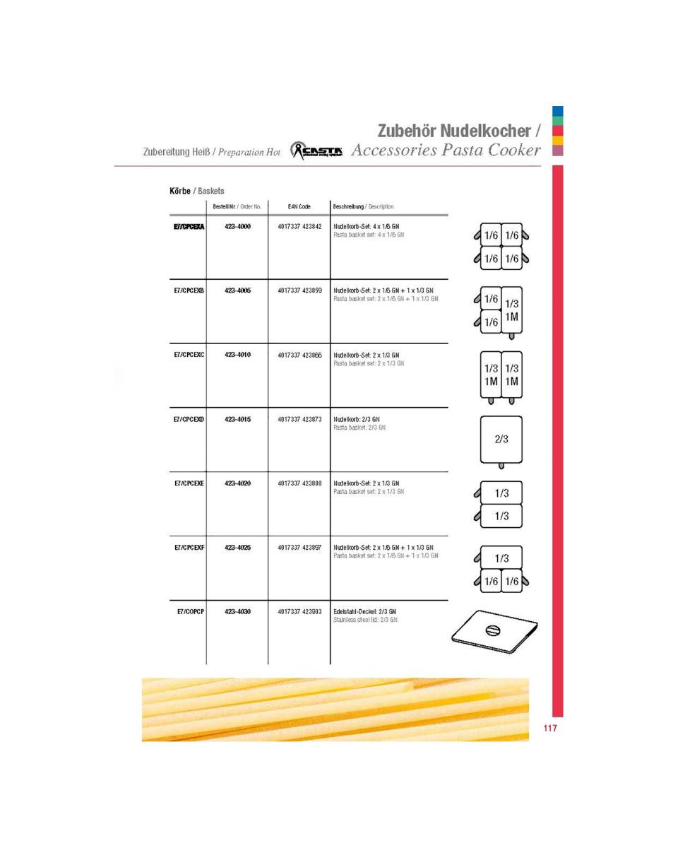 Nudelkorb - Set 2x 1/6 GN + 1x 1/3 GN - Saro - 423-4005