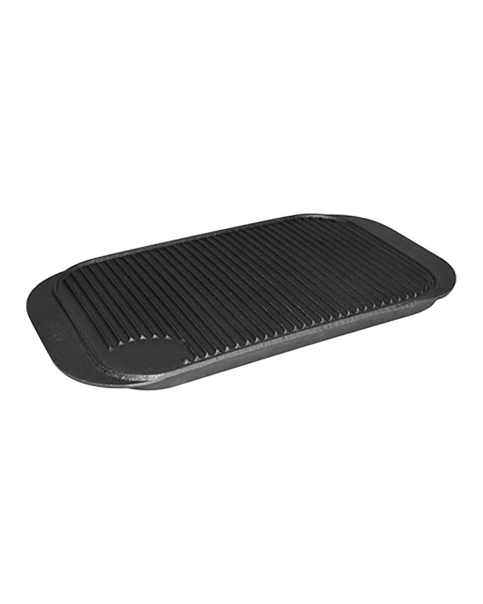 Grillplatte - Gusseisen - glatt / gerippt - H 2 x 48 x 26 cm - Promoline