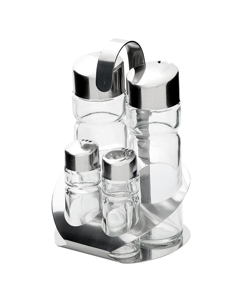 Menage-Set - 4 Teile - Pfeffer / Salz / Öl / Essig - G-Line