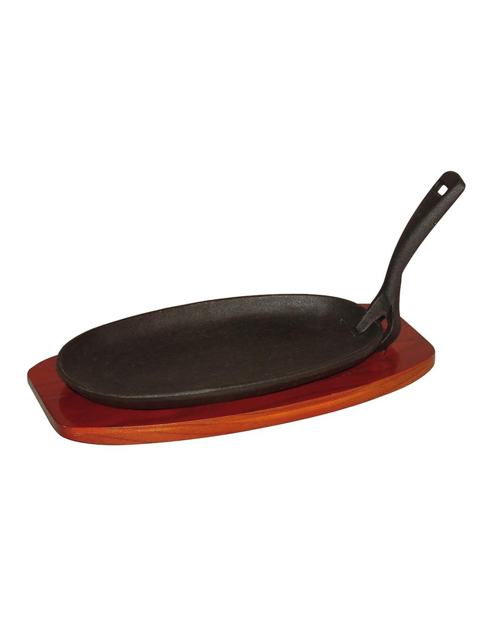 Servierpfanne - Gusseisen - Holzuntersetzer - 24 x 14 x H2,5 cm - G-Line