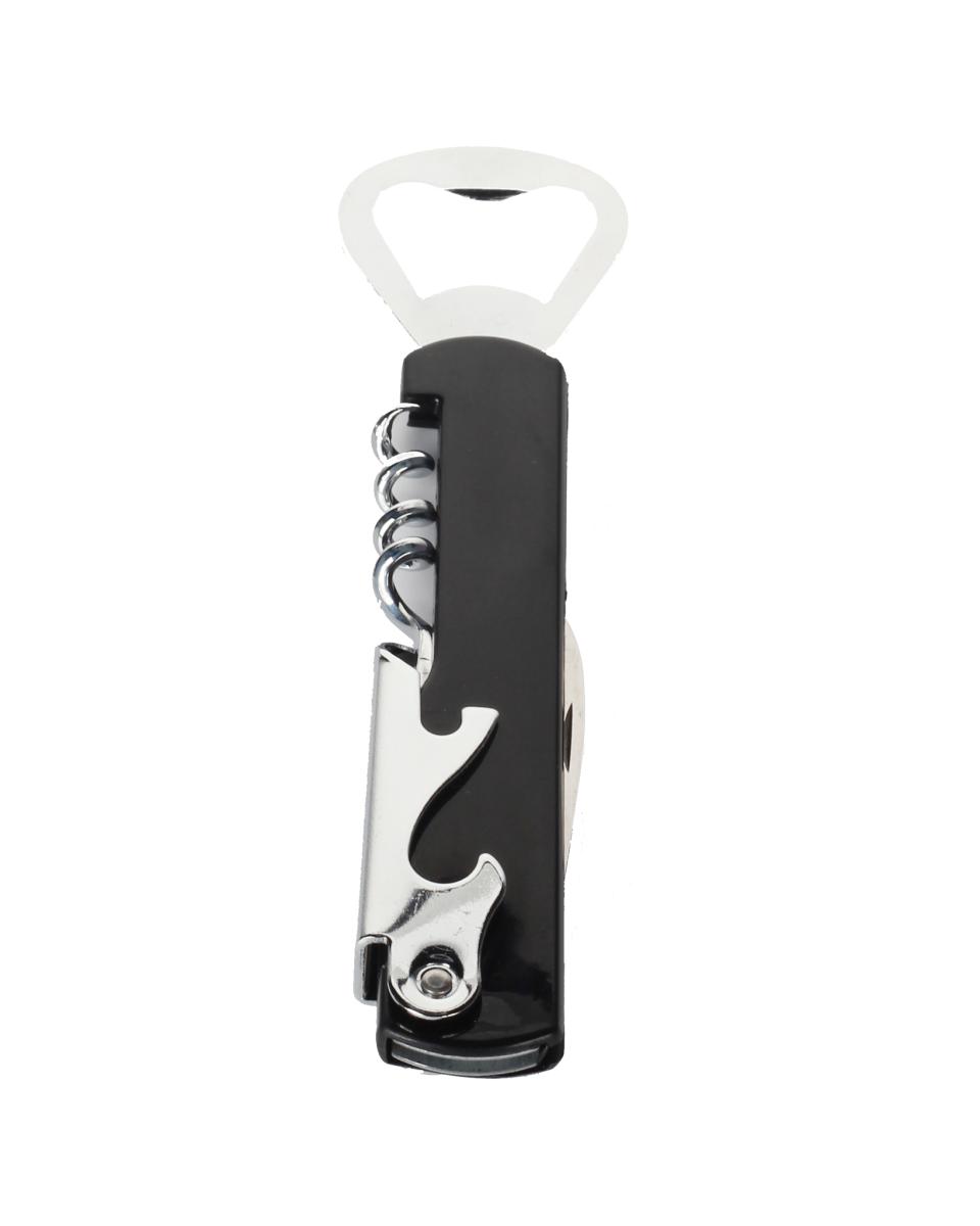 Kellnermesser - Schwarz / Edelstahl - Mit Flaschenöffner - 14 cm - G-Line