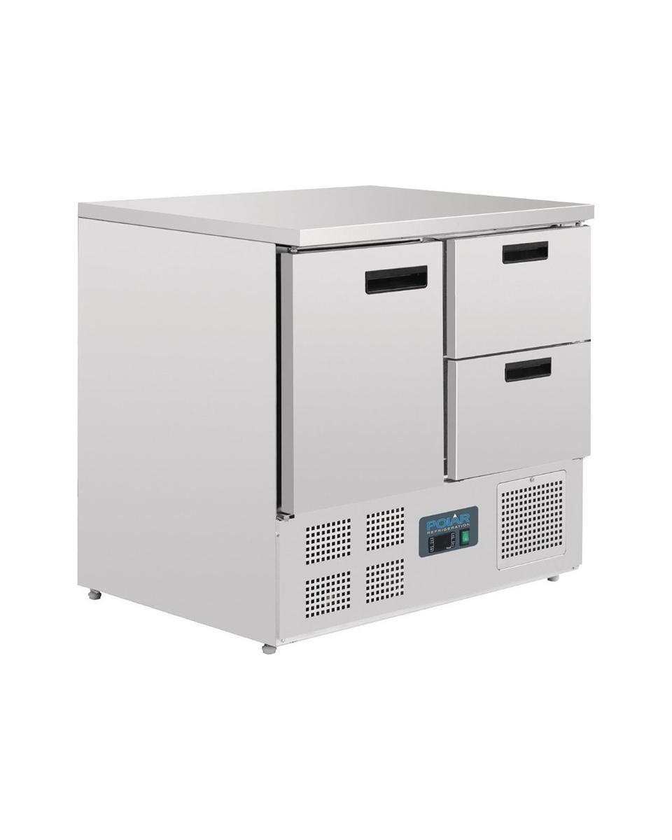 Kühltisch - 1/1 GN - 240 Liter - 1 Tür - 2 Schubladen - H 88 x 90 x 70 cm - 230 V - Polar - U637