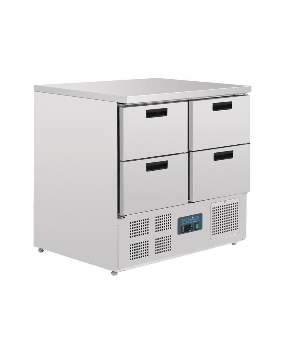 Kühltisch - 1/1 GN - 240 Liter - 4 Schubladen - H 88 x 90 x 70 cm - 230 V - Polar - U638
