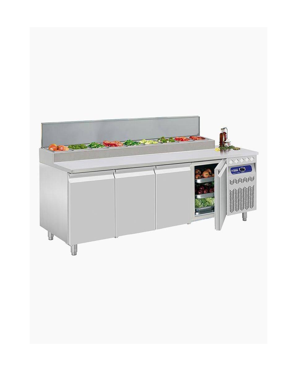 Kühltisch - 4 Türen - 550 Liter - H 120 x 224 x 70 cm - Belüftet - Diamond - DTS-10/PM