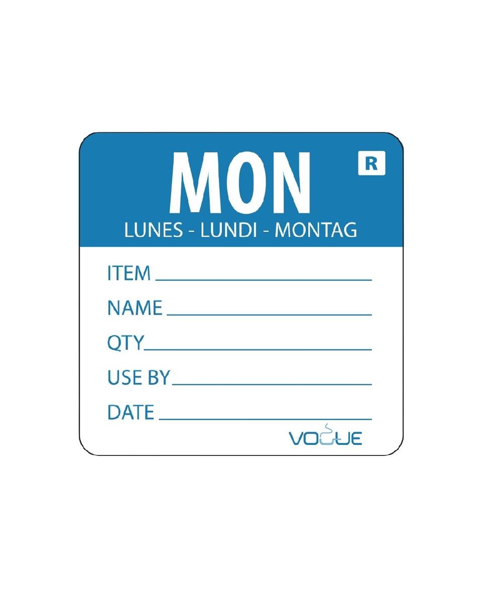 Lebensmitteletiketten - 500 Stück - Farbcodiert - Abziehbar - Montag - Vogue - L066