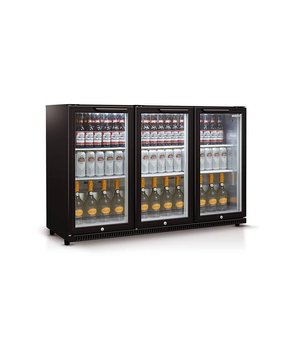 Kühlschrank Glastür - 301 Liter - 3 Türen - Schwarz - Husky - C3-865-BK-NL-HU