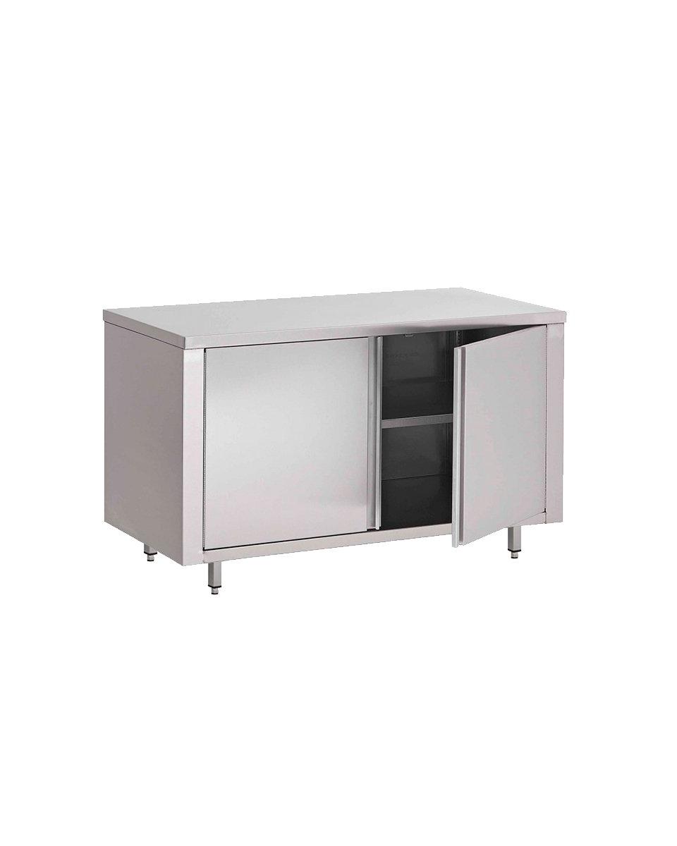 Arbeitsschrank aus Edelstahl - Mit Flügeltüren - 70 cm tief - Edelstahl