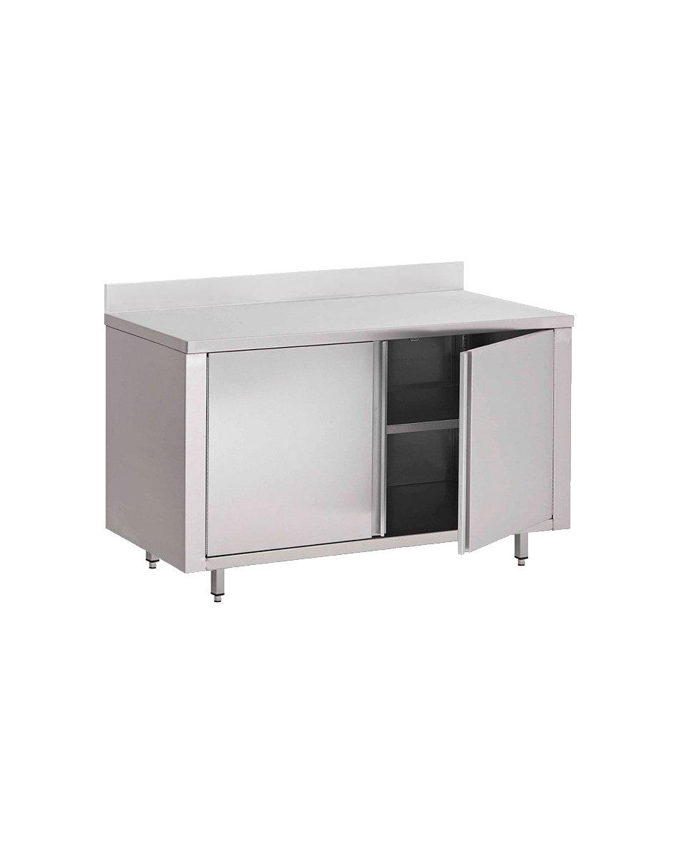 Arbeitsschrank aus Edelstahl mit Aufkantung - Mit Flügeltür - 70 cm tief - Edelstahl