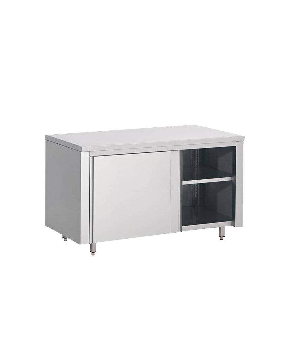 Arbeitsschrank aus Edelstahl - Mit Schiebetüren - 80 cm tief - Edelstahl